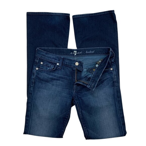7 For All Mankind 7FAM Bootcut Jeans 28 Dark Blue Wash - Picture 3 of 13